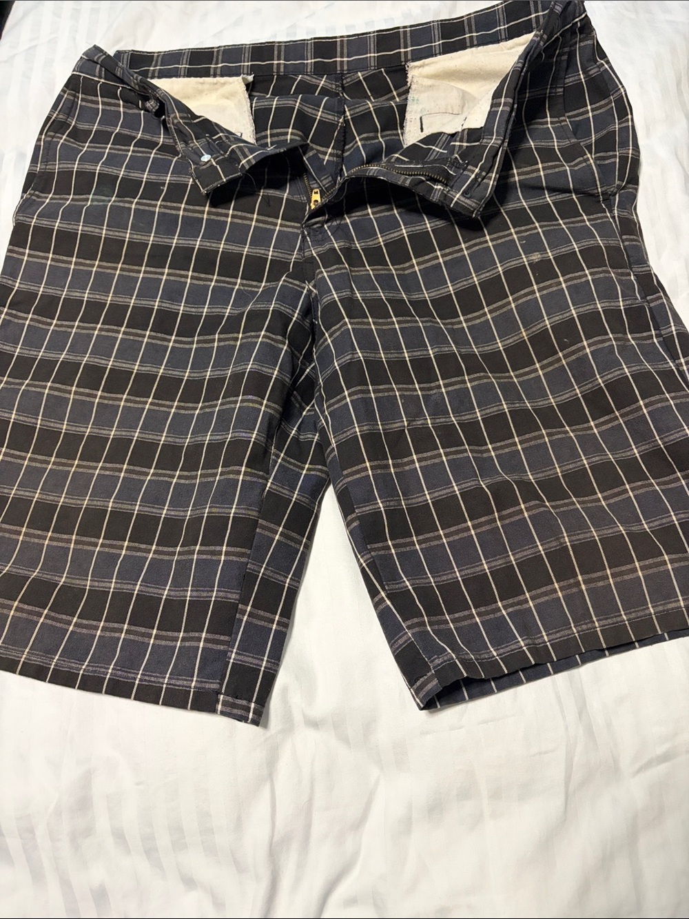 Dickies Black, Gray and White Windowpane Plaid Shorts